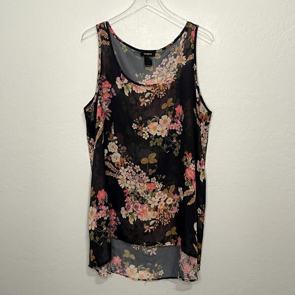torrid Tops - Torrid Floral Sheer Hi Low Chiffon Tank 2 2X 18/20